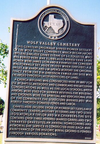 Wolf Valley Cemetery
Marker